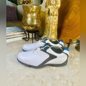 Footjoy Hydrolite Mens 9 W Golf Shoes White Black Blue Leather 50031